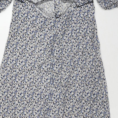 H&M Womens Multicoloured Floral Viscose A-Line Size 12 V-Neck Button