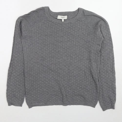 NEXT Womens Grey Round Neck Geometric Cotton Pullover Jumper Size 10