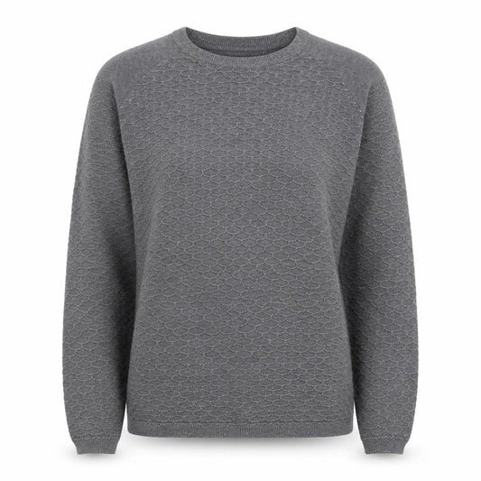 Front view of Next women’s grey round neck geometric cotton jumper, size UK 10
