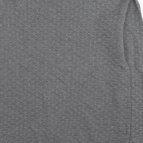 NEXT Womens Grey Round Neck Geometric Cotton Pullover Jumper Size 10