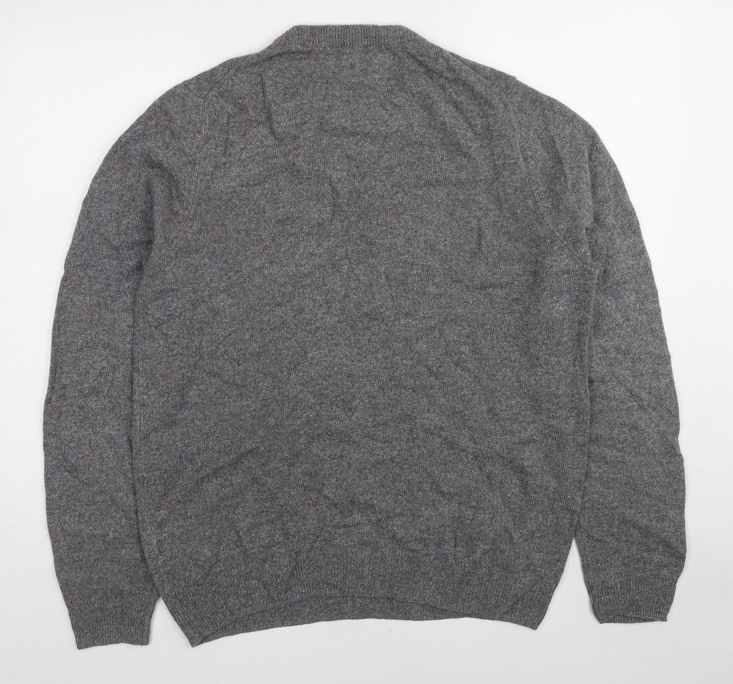 Marks and Spencer Mens Grey Round Neck Wool Pullover Jumper Size L Long Sleeve