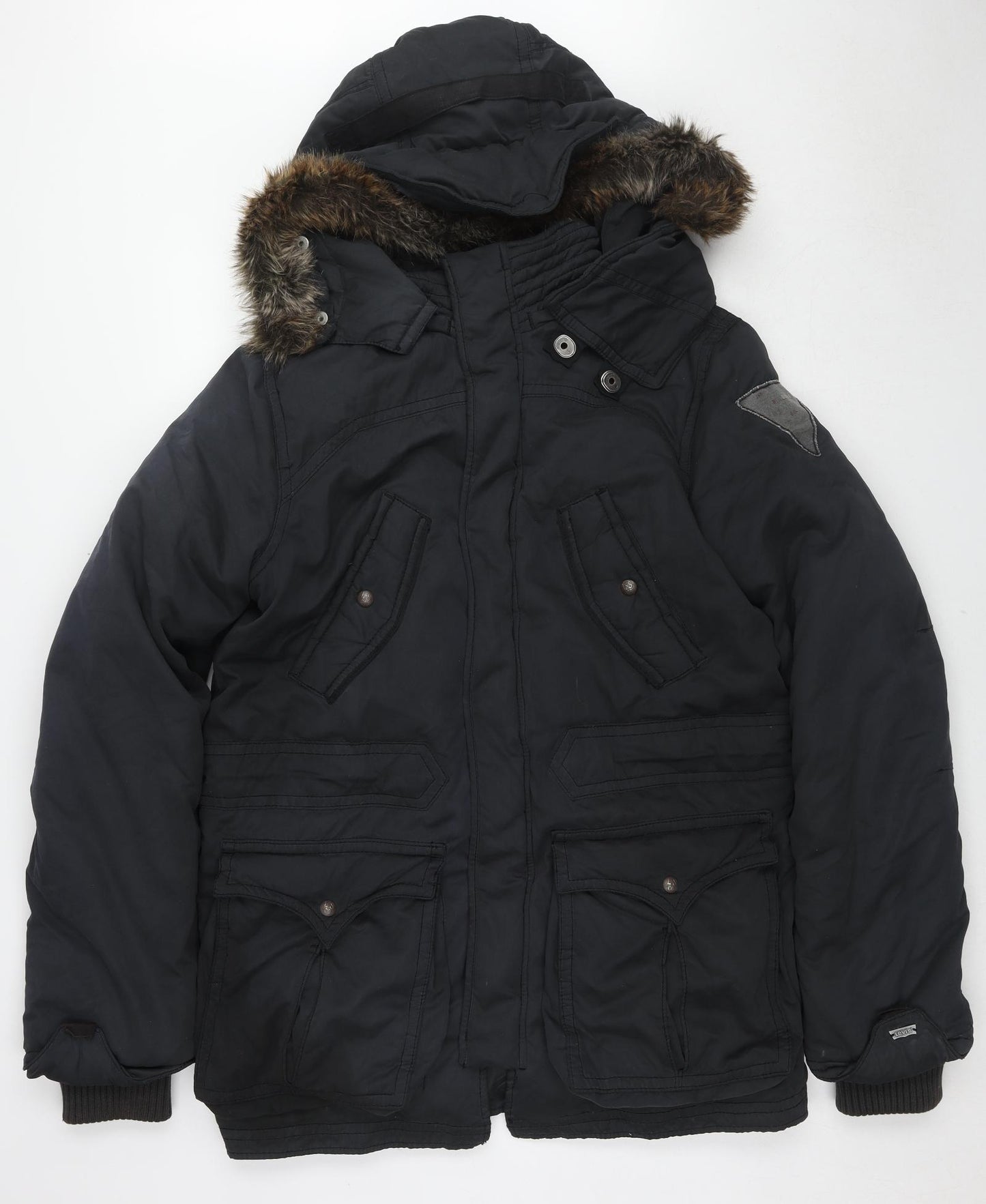 Levi's Womens Black Puffer Jacket Jacket Size M Zip