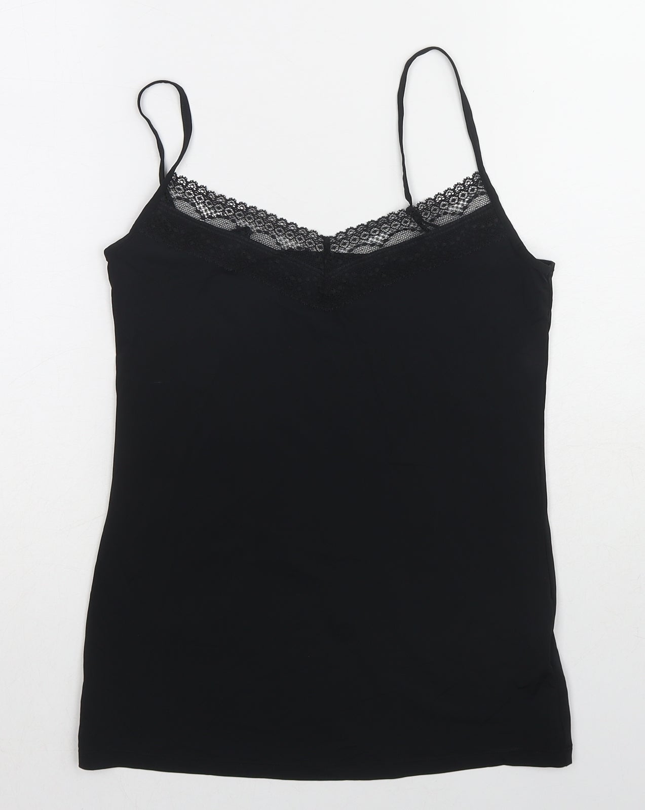 Marks and Spencer Womens Black Polyamide Basic Tank Size 10 V-Neck
