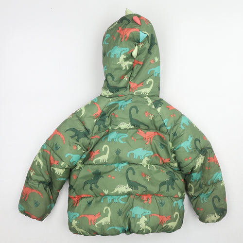 Marks and Spencer Boys Green Geometric Basic Coat Coat Size 4-5 Years Zip