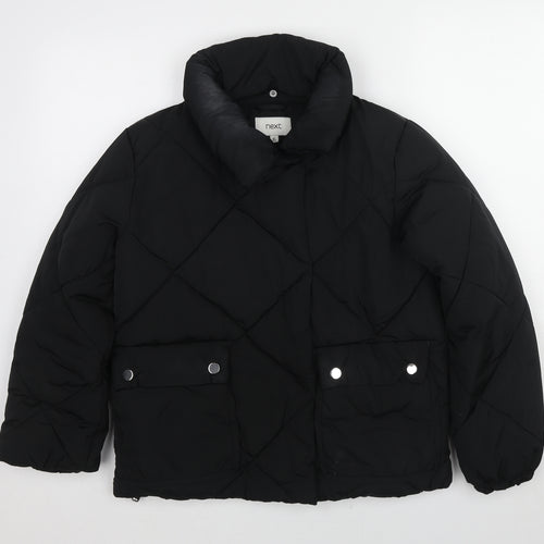 NEXT Womens Black Quilted Jacket Size 6 Zip