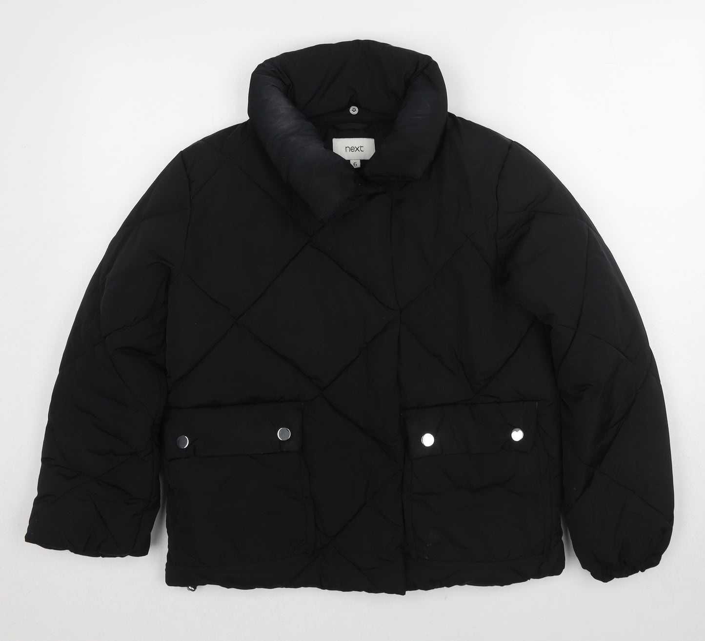 NEXT Womens Black Quilted Jacket Size 6 Zip