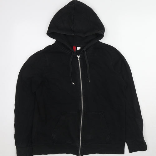 Divided by H&M Womens Black Cotton Full Zip Hoodie Size 16 Zip