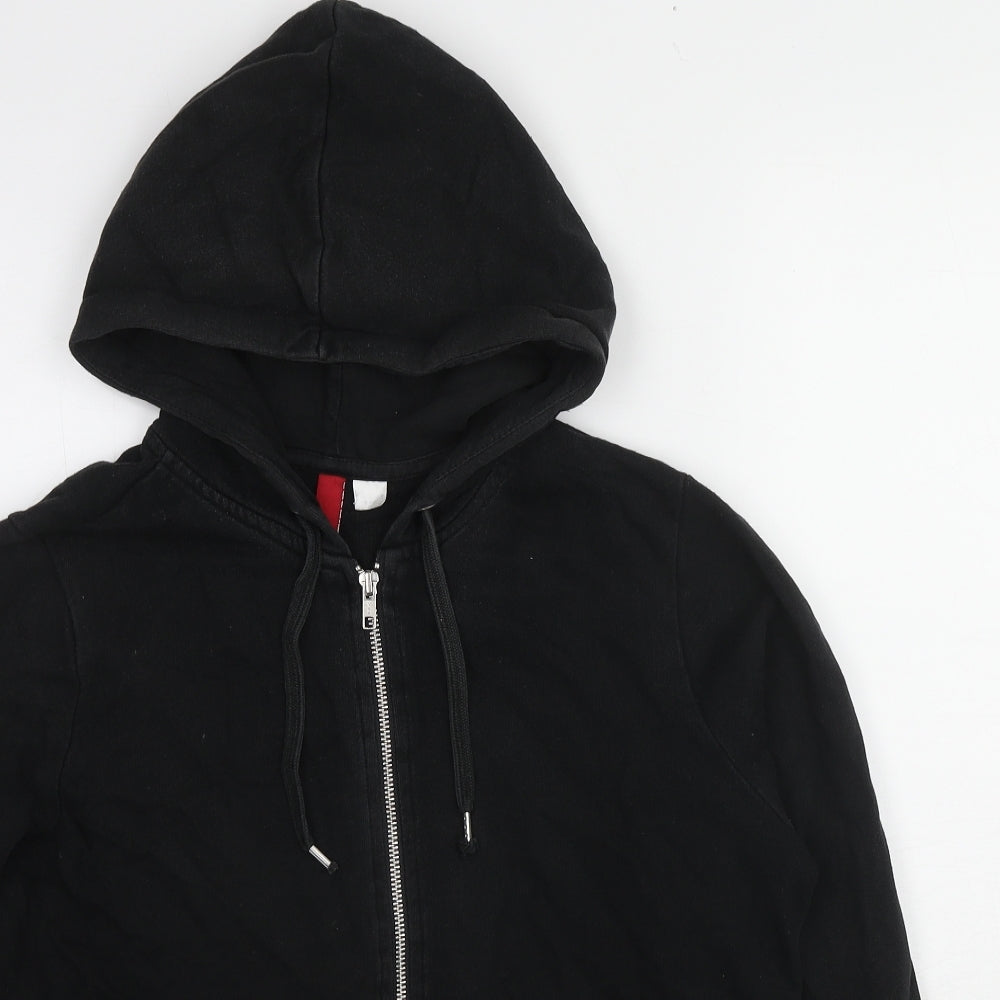 Divided by H&M Womens Black Cotton Full Zip Hoodie Size 16 Zip