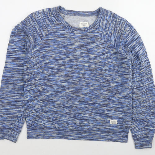 Valcom Womens Blue Geometric Cotton Pullover Sweatshirt Size 8 Pullover
