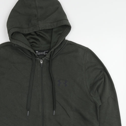 Under armour Mens Green Cotton Full Zip Hoodie Size L