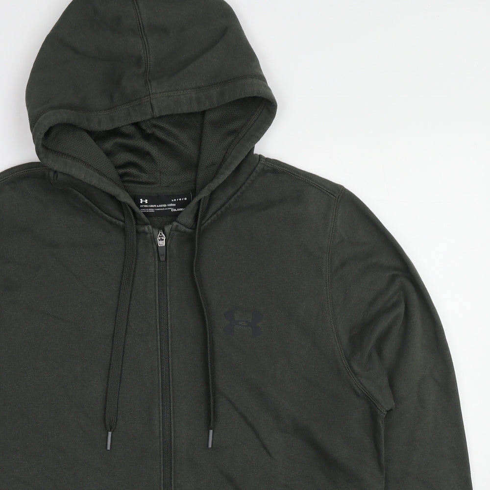 Under armour Mens Green Cotton Full Zip Hoodie Size L