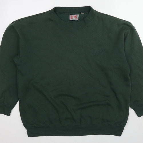 Blue Base Womens Green Cotton Pullover Sweatshirt Size L Pullover