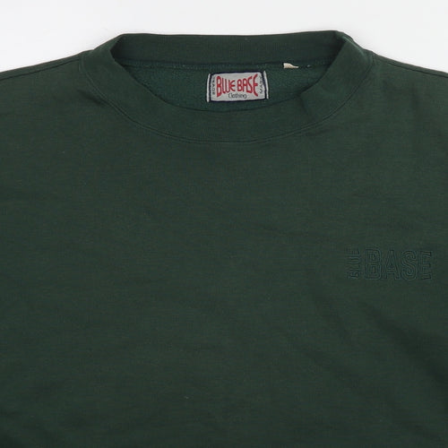 Blue Base Womens Green Cotton Pullover Sweatshirt Size L Pullover