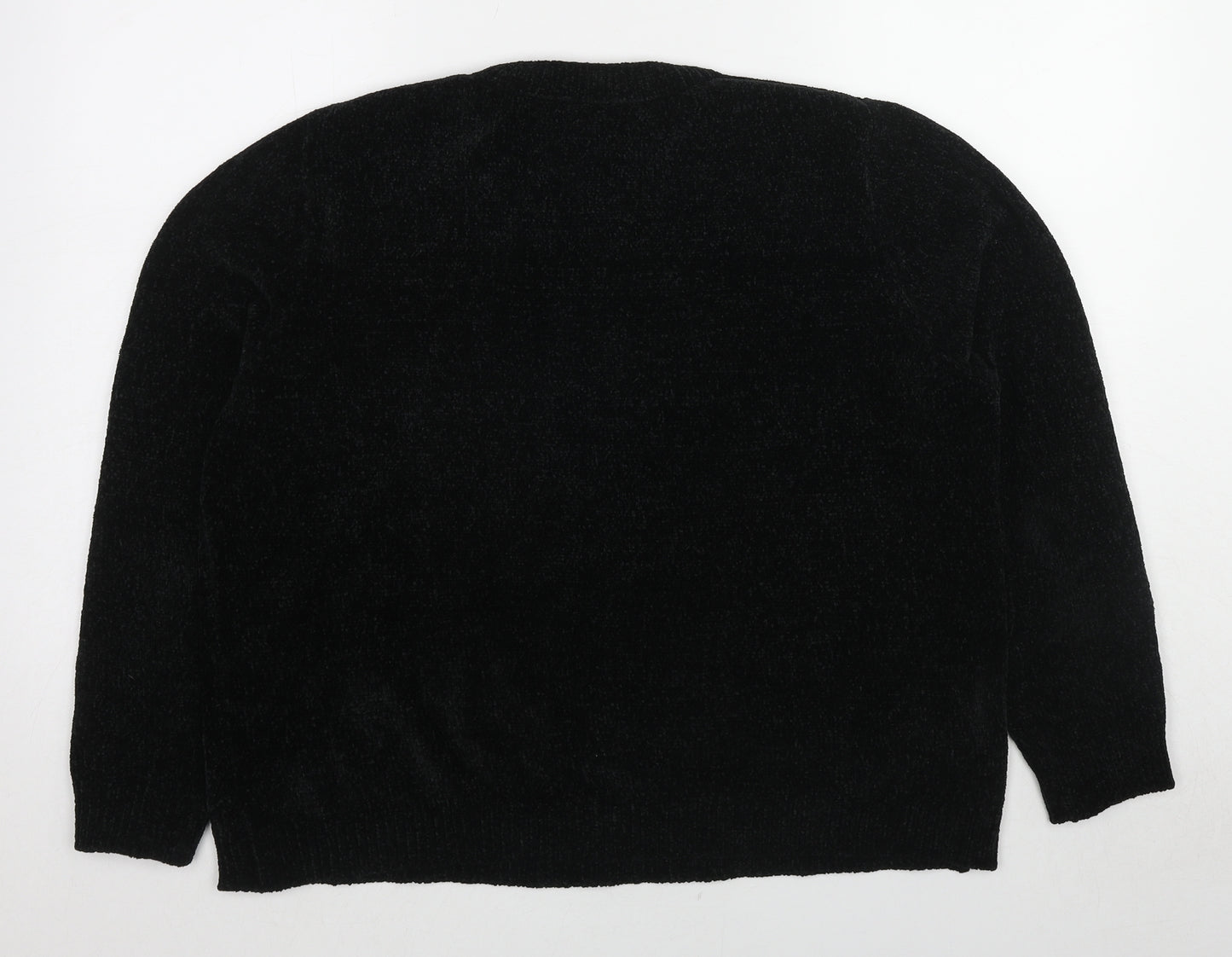 Klass Womens Black Round Neck Polyester Pullover Jumper Size L