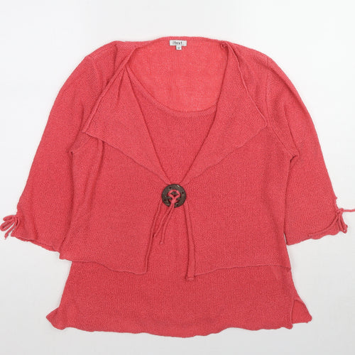 //text.. Womens Pink Round Neck Acrylic Pullover Jumper Size M