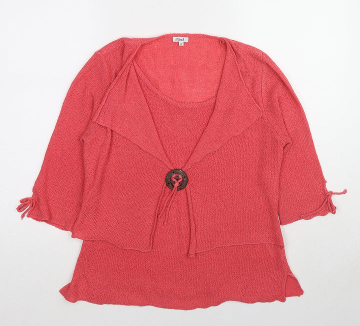 //text.. Womens Pink Round Neck Acrylic Pullover Jumper Size M