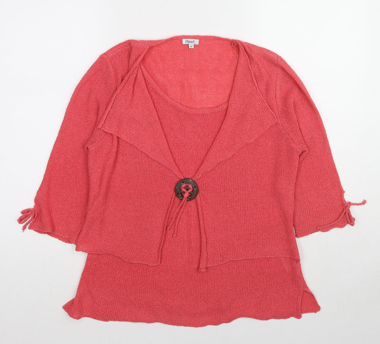//text.. Womens Pink Round Neck Acrylic Pullover Jumper Size M