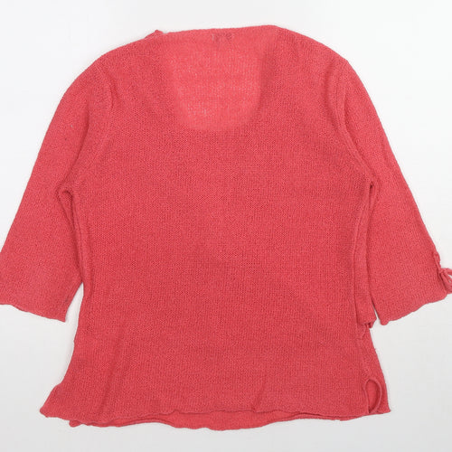//text.. Womens Pink Round Neck Acrylic Pullover Jumper Size M