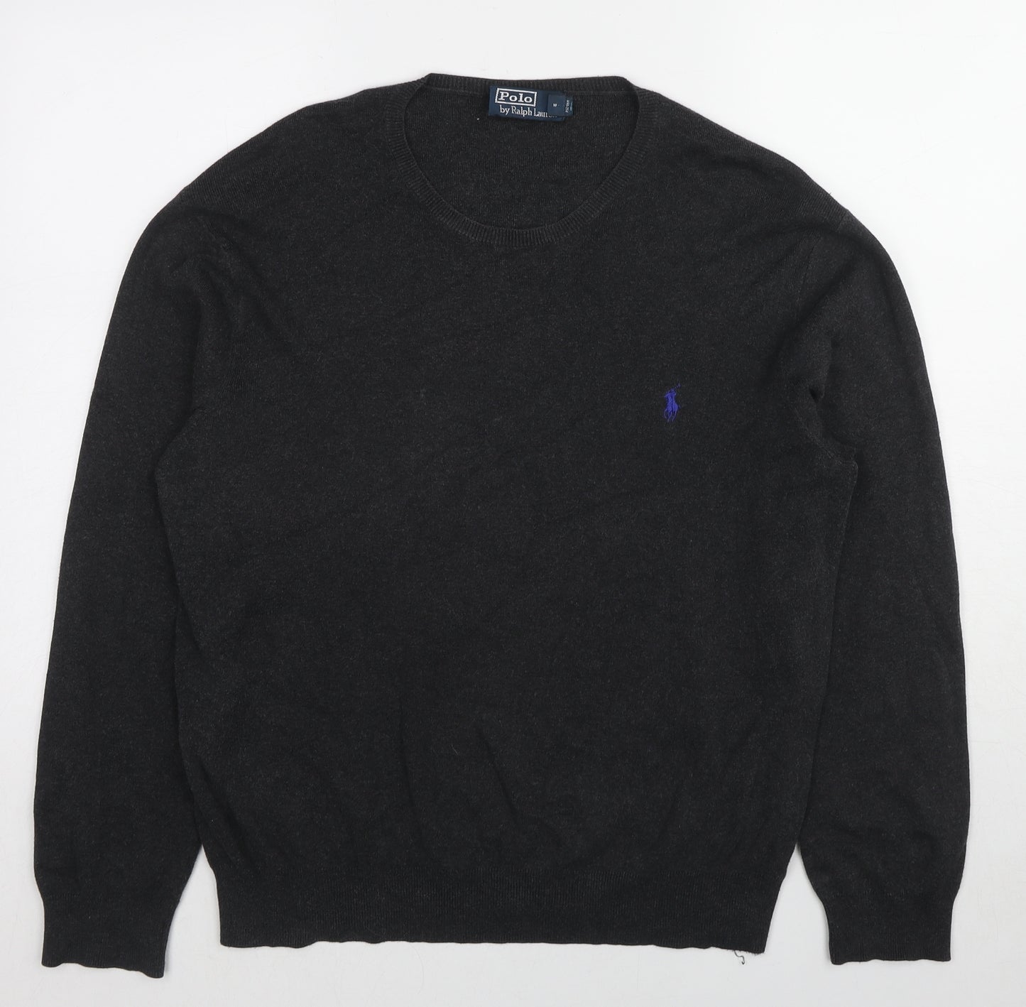 Polo Ralph Lauren Mens Grey Round Neck Cotton Pullover Jumper Size M Long Sleeve