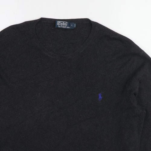 Polo Ralph Lauren Mens Grey Round Neck Cotton Pullover Jumper Size M Long Sleeve