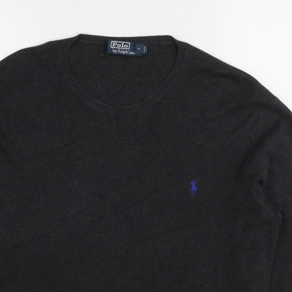 Polo Ralph Lauren Mens Grey Round Neck Cotton Pullover Jumper Size M Long Sleeve