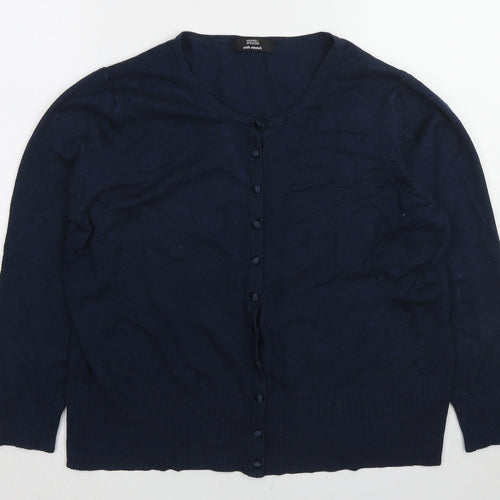 Marks and Spencer Womens Blue Round Neck Viscose Cardigan Jumper Size 20