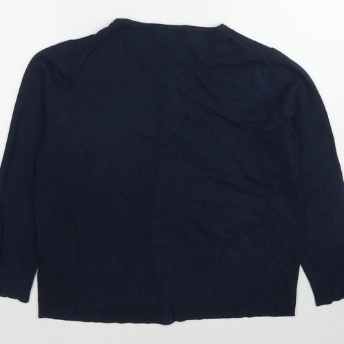 Marks and Spencer Womens Blue Round Neck Viscose Cardigan Jumper Size 20