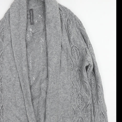 Laura Ashley Womens Grey V-Neck Geometric Nylon Cardigan Jumper Size 10