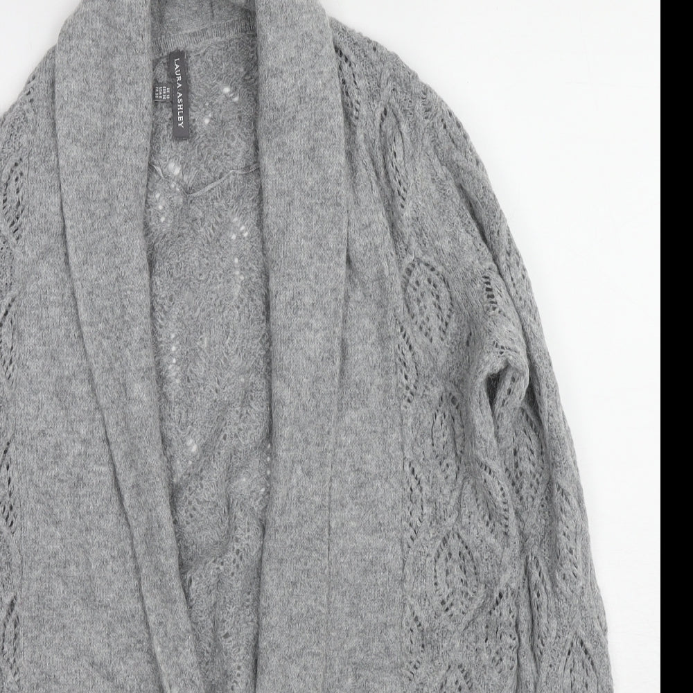 Laura Ashley Womens Grey V-Neck Geometric Nylon Cardigan Jumper Size 10
