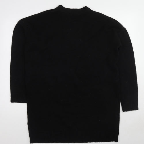 Lipsy Womens Black Round Neck Argyle/Diamond Viscose Pullover Jumper Size 14