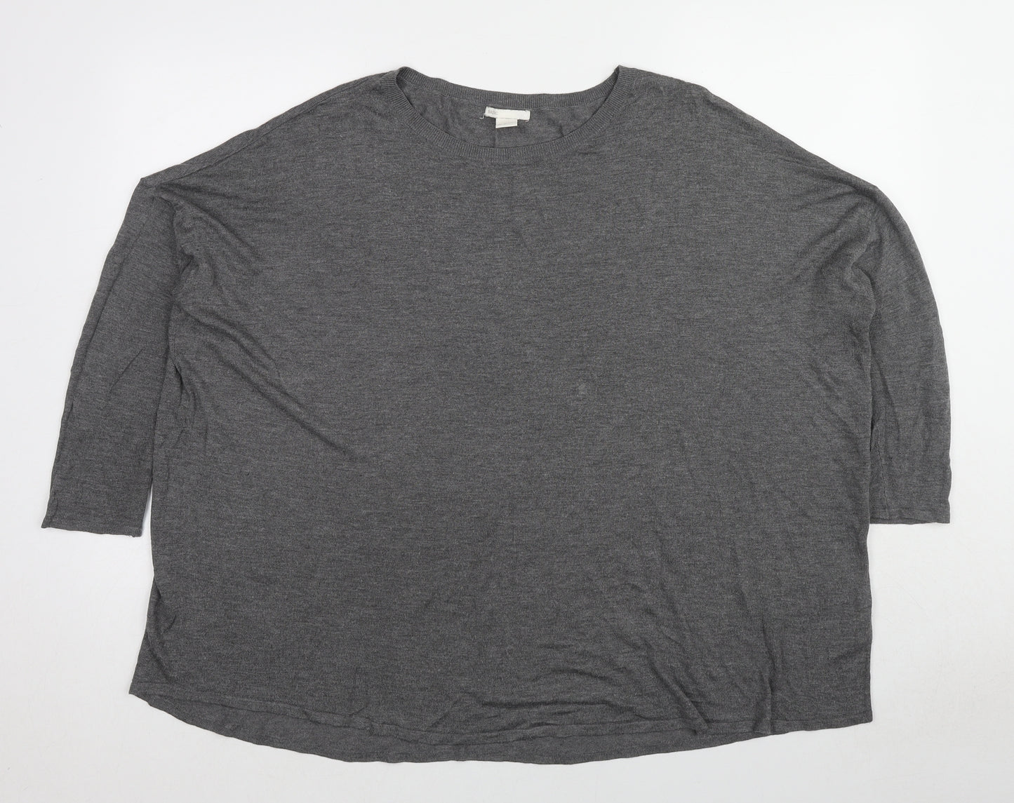 H&M Womens Grey Crew Neck Viscose Pullover Jumper Size L
