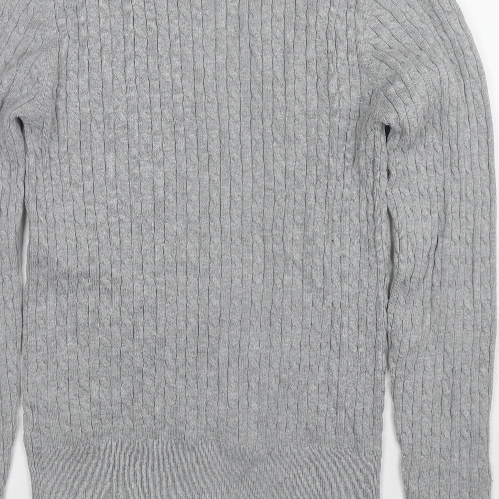 Tommy Hilfiger Womens Grey V-Neck Cotton Pullover Jumper Size M
