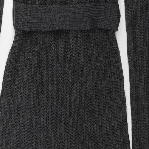 Brave Soul Womens Grey Acrylic Jumper Dress Size M Round Neck Pullover