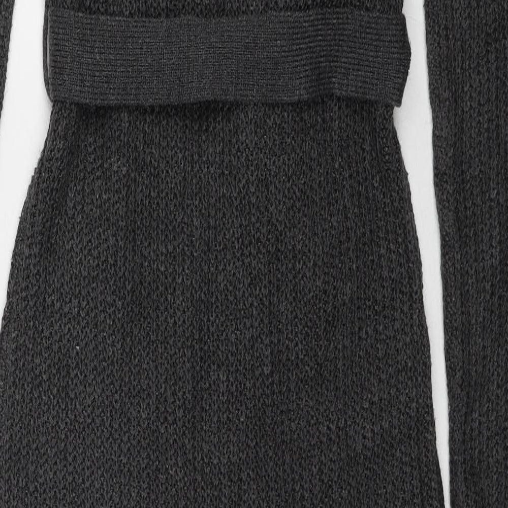 Brave Soul Womens Grey Acrylic Jumper Dress Size M Round Neck Pullover