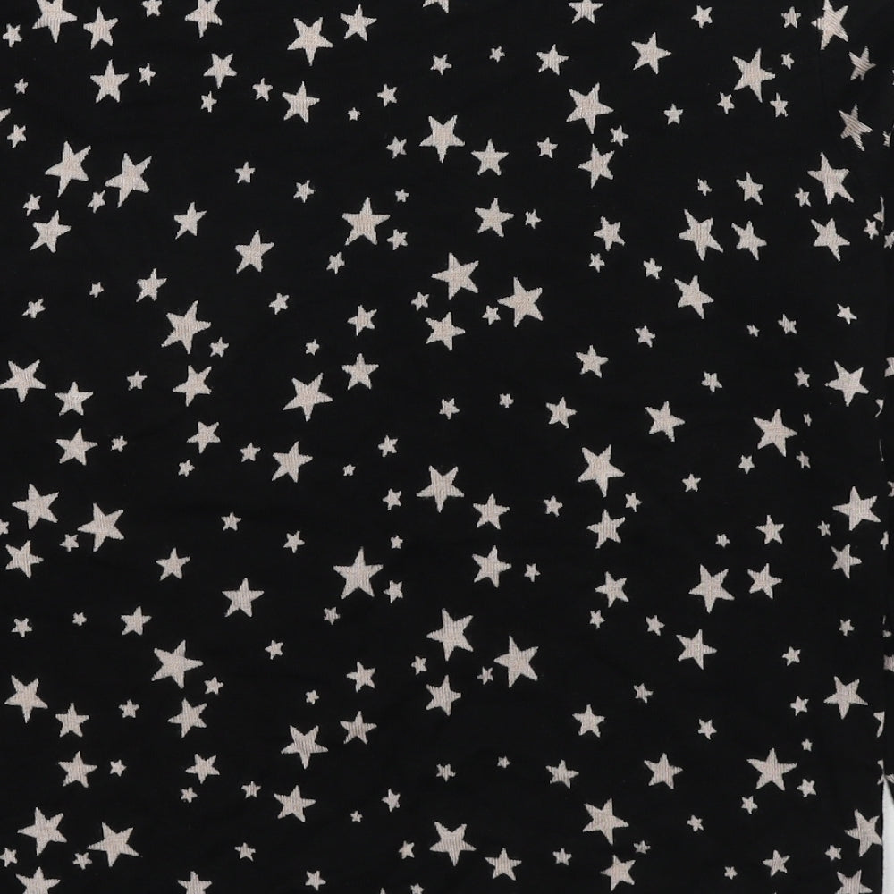 M&Co Womens Black Round Neck Geometric Viscose Pullover Jumper Size 12 - Star Pattern