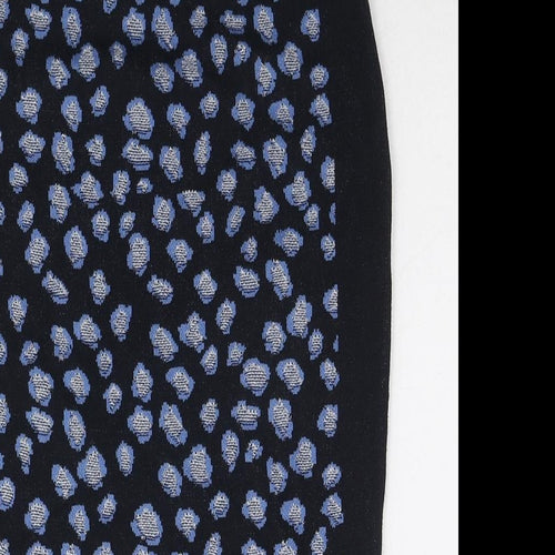 Marks and Spencer Womens Blue Geometric Viscose A-Line Skirt Size 8