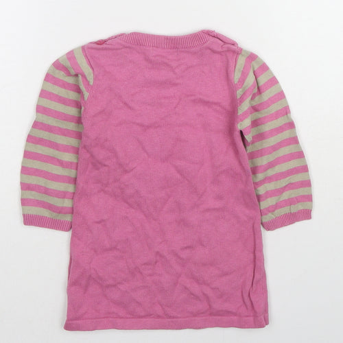 Ladybird Girls Pink Cotton Pullover Jumper Size 9-12 Months Button - Striped Mouse