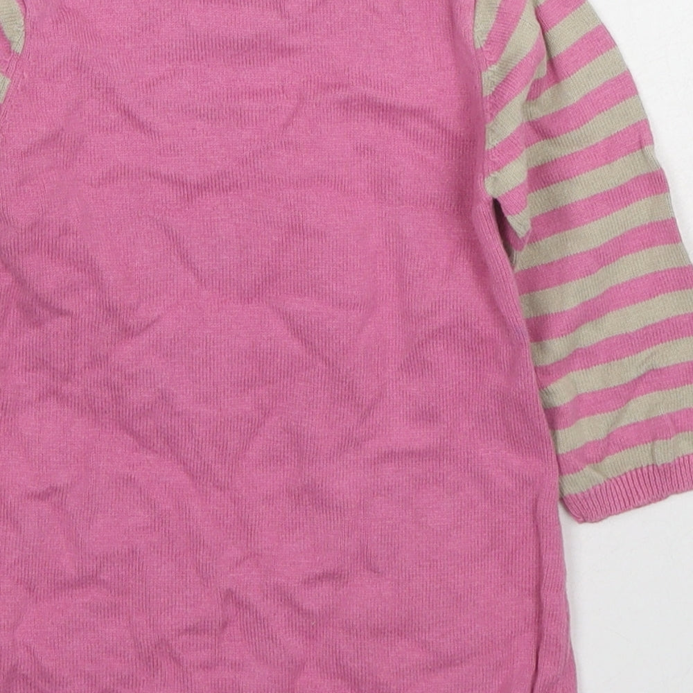 Ladybird Girls Pink Cotton Pullover Jumper Size 9-12 Months Button - Striped Mouse