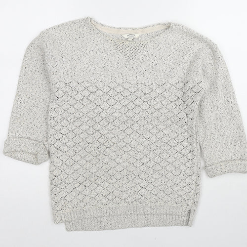 Fat Face Womens Ivory Boat Neck Geometric Cotton Pullover Jumper Size 8