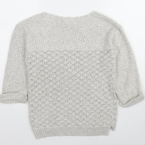 Fat Face Womens Ivory Boat Neck Geometric Cotton Pullover Jumper Size 8