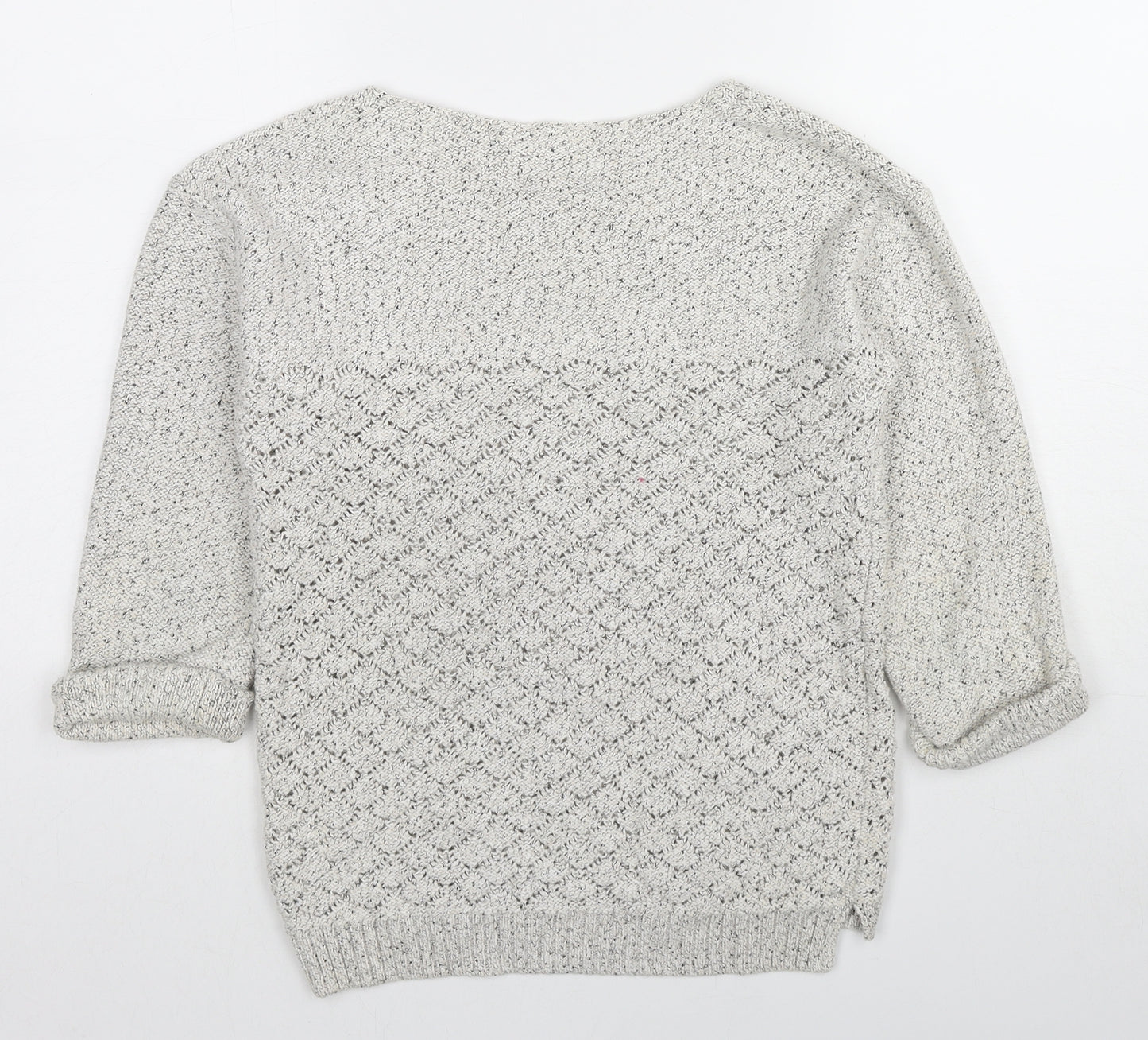 Fat Face Womens Ivory Boat Neck Geometric Cotton Pullover Jumper Size 8