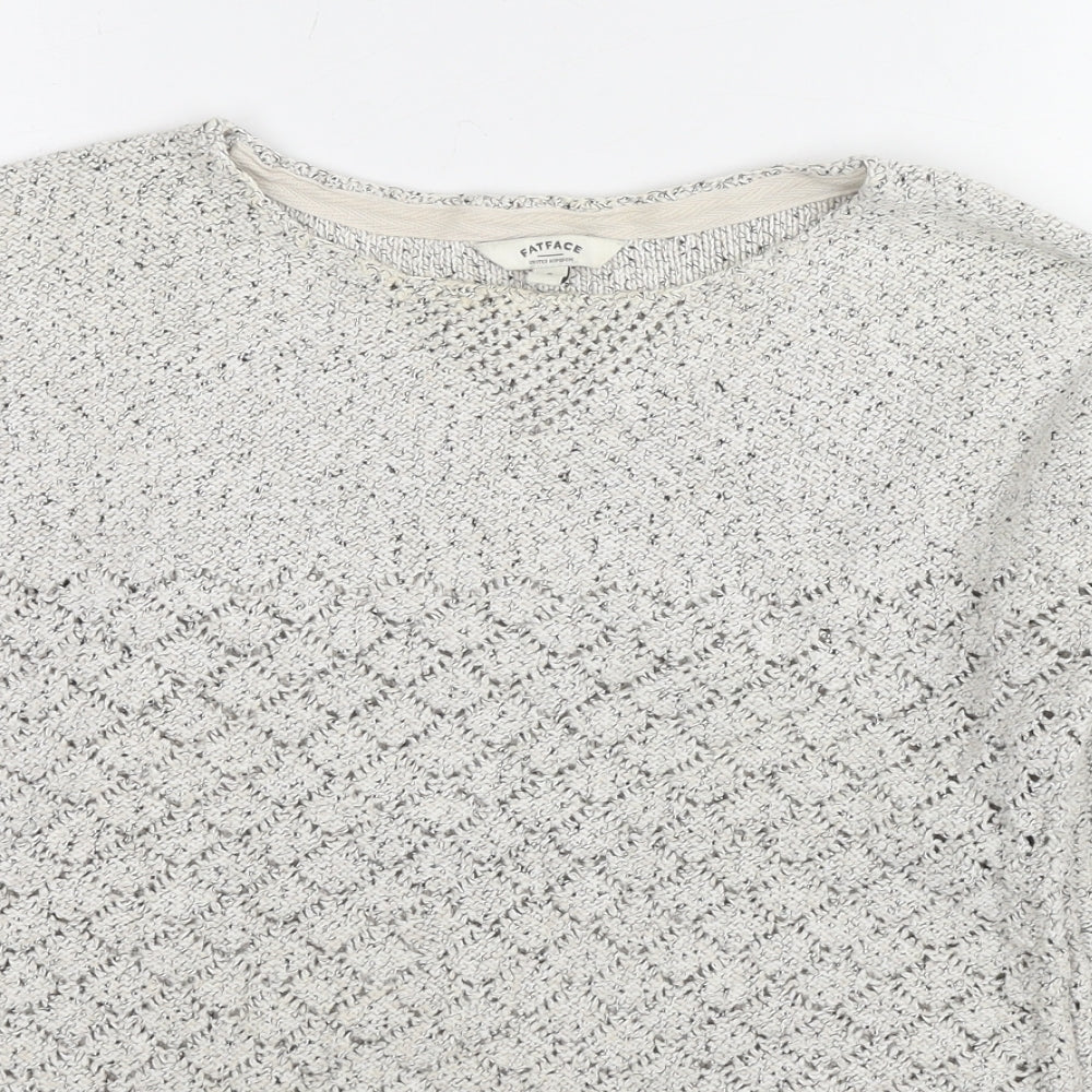 Fat Face Womens Ivory Boat Neck Geometric Cotton Pullover Jumper Size 8