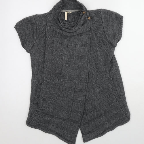 White Stuff Womens Grey Cowl Neck Wool Cardigan Jumper Size 10