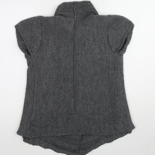 White Stuff Womens Grey Cowl Neck Wool Cardigan Jumper Size 10