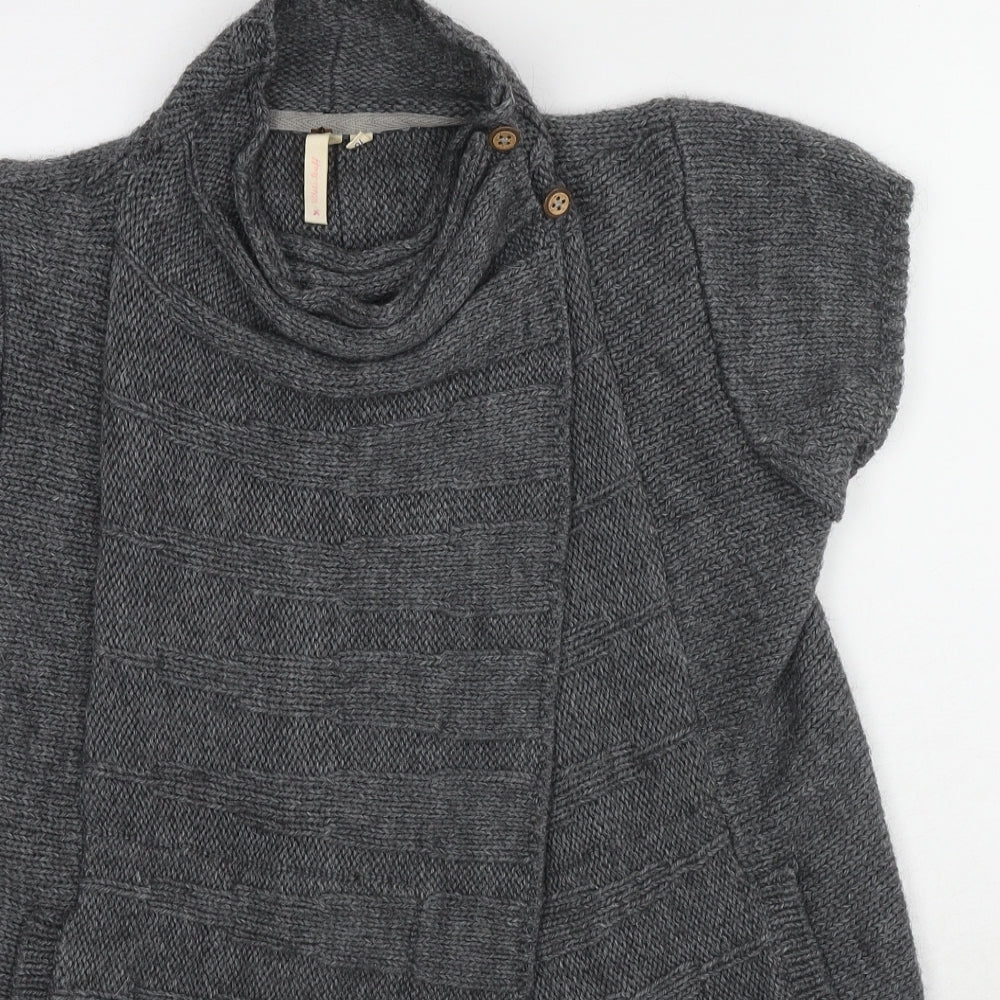 White Stuff Womens Grey Cowl Neck Wool Cardigan Jumper Size 10