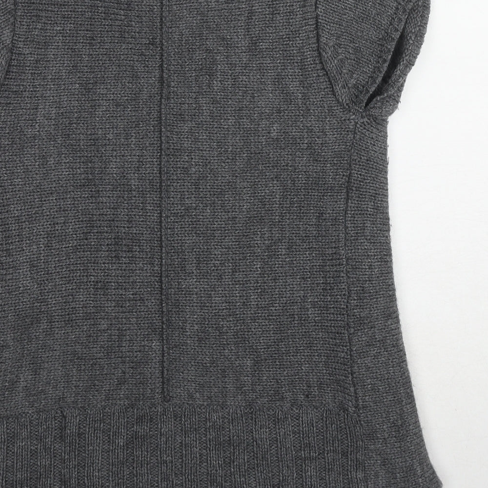 White Stuff Womens Grey Cowl Neck Wool Cardigan Jumper Size 10