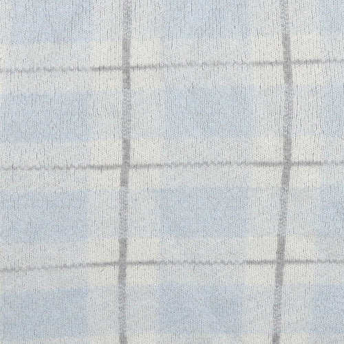 South Womens Blue Crew Neck Plaid Acrylic Pullover Jumper Size 2XS
