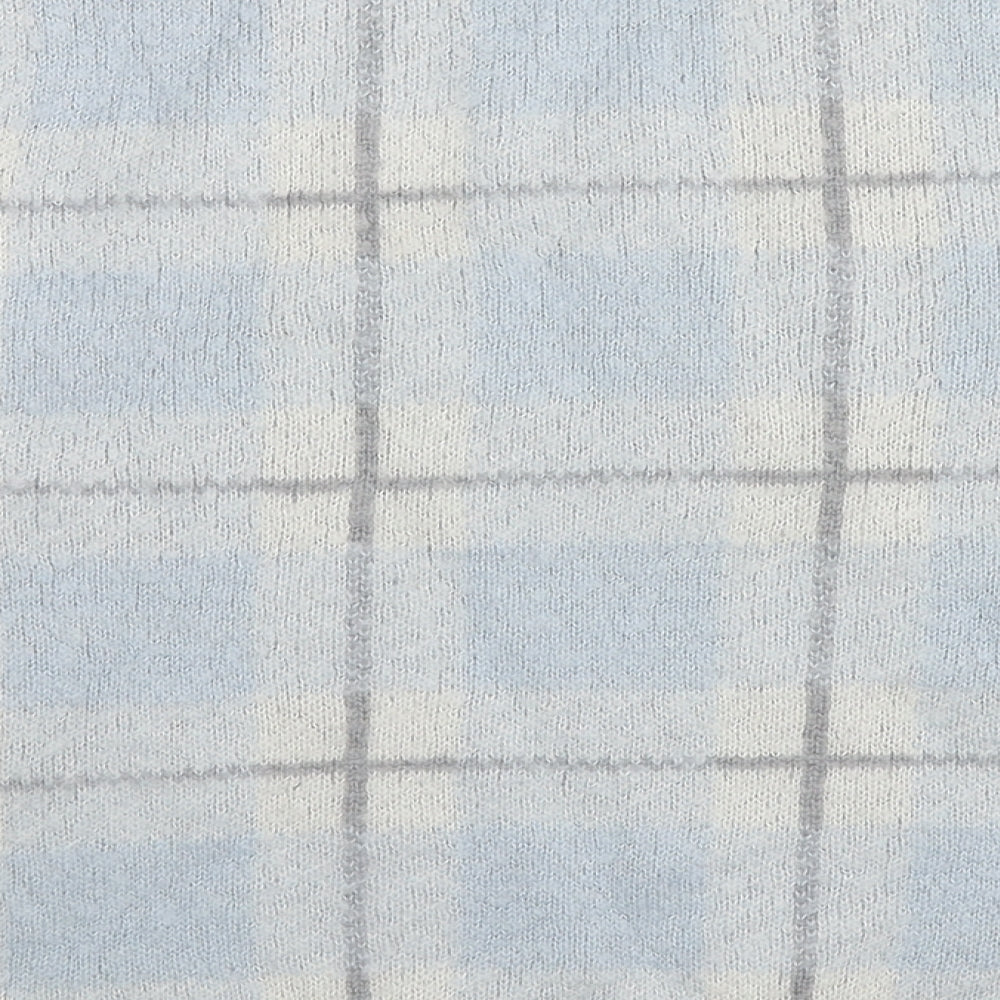 South Womens Blue Crew Neck Plaid Acrylic Pullover Jumper Size 2XS