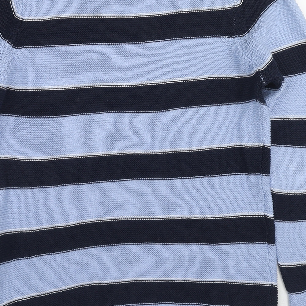 EWM Womens Blue Boat Neck Striped Cotton Pullover Jumper Size 14 - Size 14-16