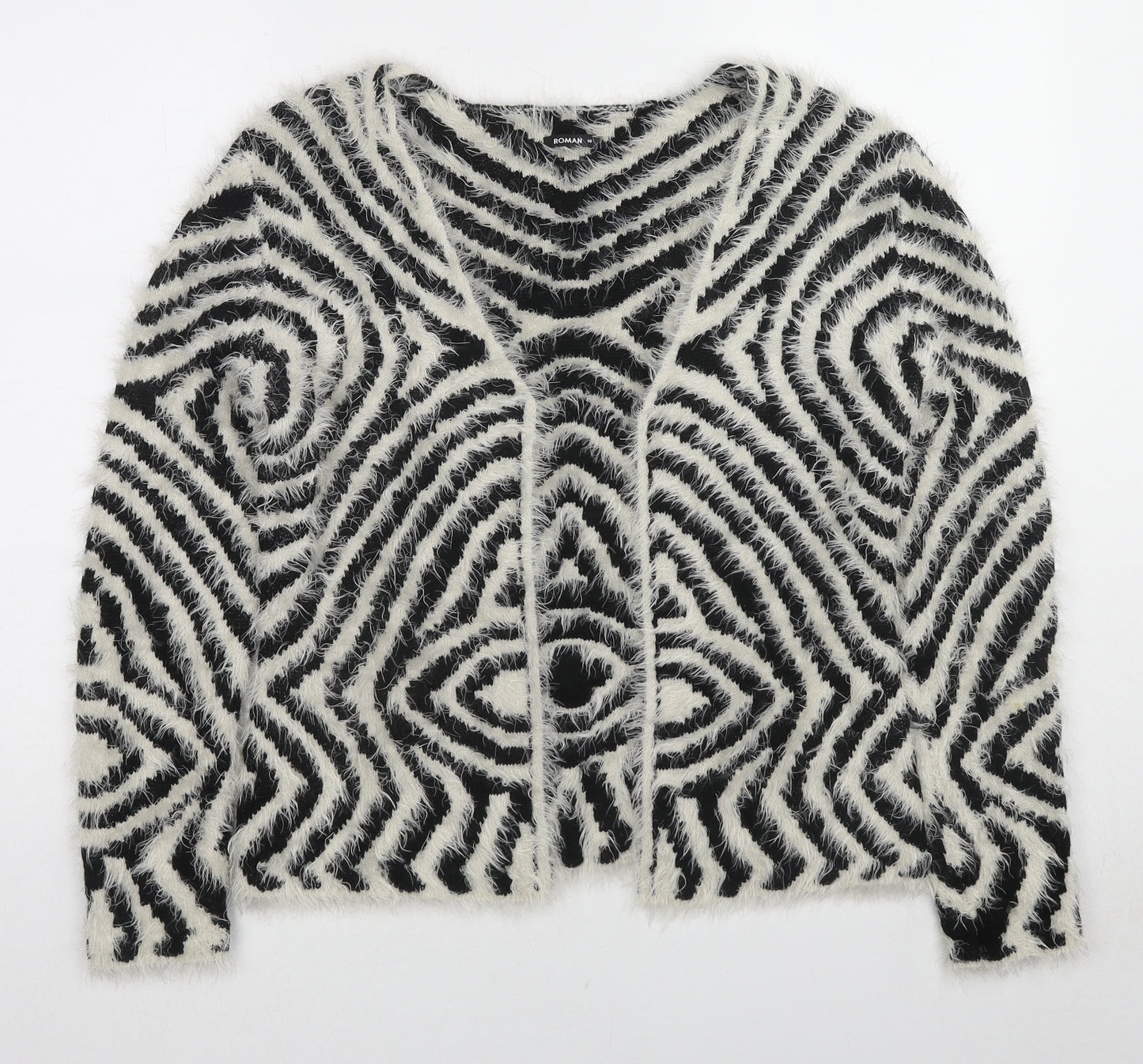 Roman Womens Multicoloured V-Neck Geometric Polyester Cardigan Jumper Size 16